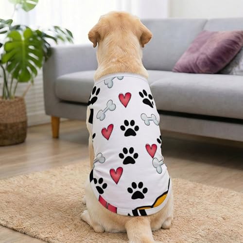 Cooling Dog Shirt for Sunmmer, LCE Silk Breathable Pet Vest Tank Top with Cute paw Bone Print, Lightweight UV Sun Protection Dog Clothes for Indoor -Shedding & Outdoor Walk, 37-55 lbs