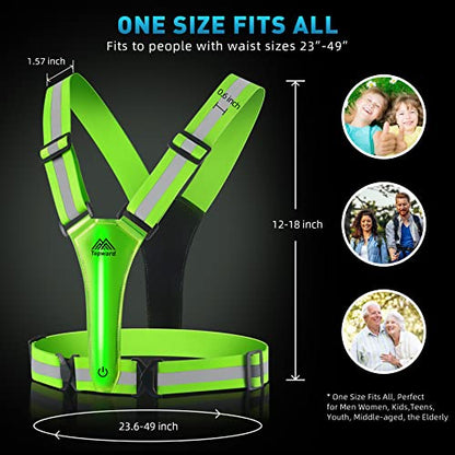 LED Reflective Vest Safety Gear, Light Up Vest for Night Walking Cycling, High Visibility Running Vest with Reflective Strips - color: Green