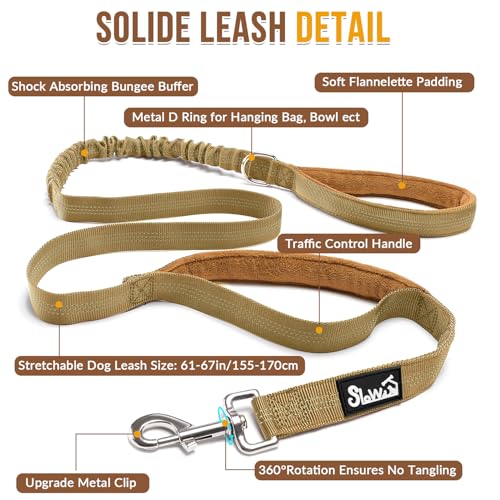 Lukovee No Pull Dog Harness and Leash Set - Heavy Duty Dog Vest with Soft Velvet Padding for Medium Large Dogs, Adjustable Reflective Tactical Harness with 2 Control Handles & Front Clip (S, Yellow) - color: Brown, size: Small