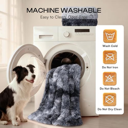 Luciphia Large Waterproof Dog Blanket for Pet Washable Liquid Proof Bed Intimacy Protection Shaggy Plush Calming Long Faux Fur Couch Cover Calming Cat Throw Blankets, Tie-dye Grey, 50" x 60" - color: Tie-dye Grey, size: 50"x60"