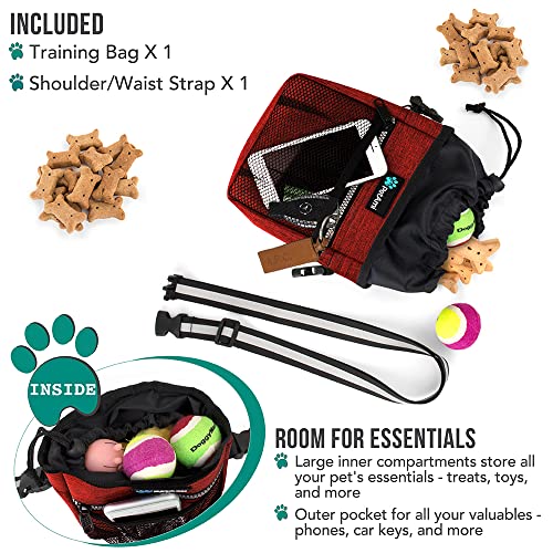 PetAmi Dog Treat Pouch, Pet Treat Pouch for Training, Dog Walking Bag Holder for Kibbles, Pet Food Toy, Dog Trainer Essentials Supplies, Poop Bag Dispenser, 3 Ways to Wear (Red) - color: Heather Red