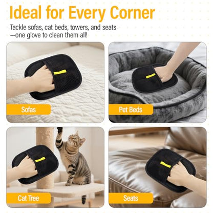 Pet Hair Removal Glove for Cats & Dogs, Electrostatic Pet Hair Remover Gloves for Cats Hair, Reusable Magic Brush Pet Hair Remover Tool for Couch, Pet Bed, Clothes(1pc) - color: Black