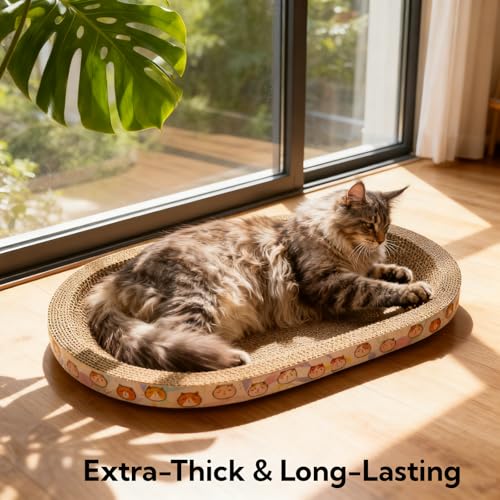 3 Pack Large Cat Scratcher Cardboard, Oval Cat Scratcher Bed Cat Scratch Pad Board Lounge Couch for Indoor Cats Bowl Shaped Cat Scratching Post Nest for Cats Grinding Claw Furniture Protector - size: XXL(23"x16"x3")
