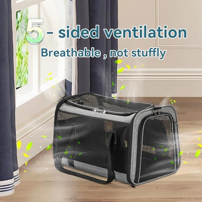 Petsfit Cat Carrier Dog Carriers Airline Approved, 18 x 11 x 11 Soft-Sided Pet Carrier, 3 Carrying Ways, Lightweight, Breathable, Escape Proof, with Adjustable Shoulder Strap and Soft Cushion - color: Z-Gray, size: Medium