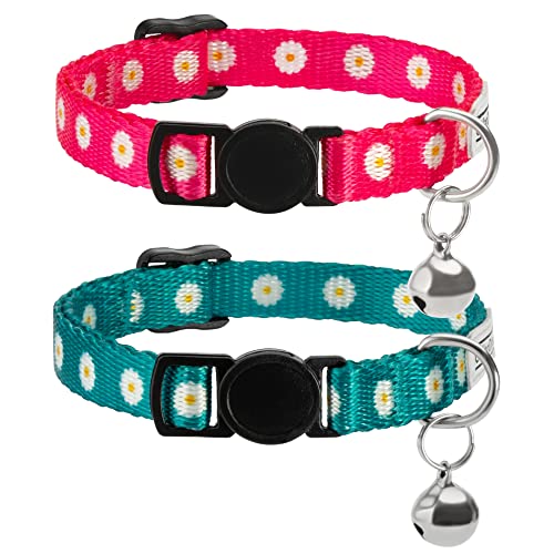 CollarDirect Cat Collar Breakaway with Removable Bell Set of 2 PCS - color: Pink & Green