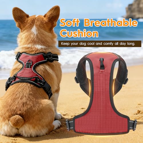 No Pull Dog Harness, No Chock Reflective Adjustable Soft Padded Pet Vest with Easy Control Handle, Easy Wearing with Stylish, Reinforced Knot, 2 Buckles - color: Antique Rose, size: X-Small