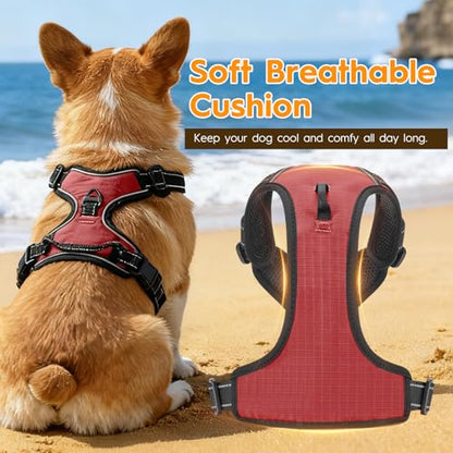 No Pull Dog Harness, No Chock Reflective Adjustable Soft Padded Pet Vest with Easy Control Handle, Easy Wearing with Stylish, Reinforced Knot, 2 Buckles - color: Antique Rose, size: X-Small
