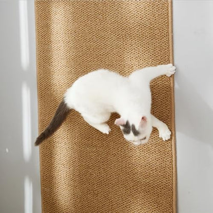 SHENGOCASE 67"x 23.6" Thickened Cat Wall Climbing Carpet, Cat Wall Furniture Scratcher, Scratching Post, Couch Sofa Protector (Camel) - color: Camel
