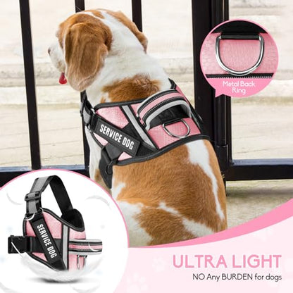 Service Dog Vest Harness and Leash Set, Animire in Training Dog Harness with 10 Dog Patches, Reflective Dog Leash with Soft Padded Handle for Small, Medium, Large, and Extra-Large Dogs (Pink,XS) - color: Pink, size: XS