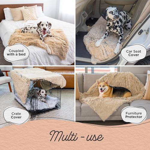 Best Friends by Sheri Calming Shag Dog Blanket – Ultra Soft Faux Fur Pet Throw, Anxiety-Relief, Lightweight Warm Bed Cover for Dogs and Cats, Machine Washable, Taupe, 30" x 40" - color: Taupe, size: 30" x 40"