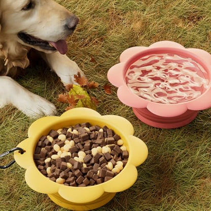 Outdoor Collapsible Silicone Pet Bowl with Carabiner – Portable Travel Water & Food Dish