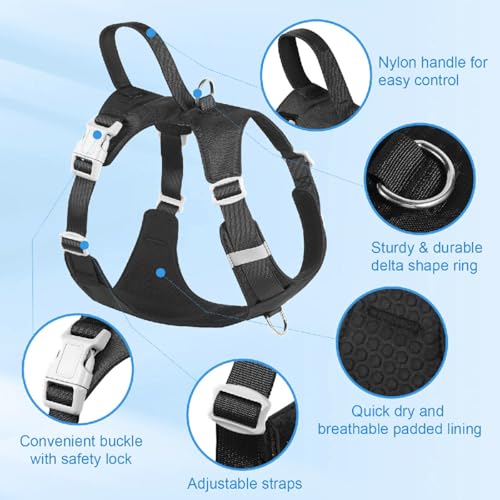 No Pull Dog Harness with Handle, Adjustable Soft Pet Vest Harness with Lightweight for Small Medium Large Sized Dog,Black,S - color: Black, size: S