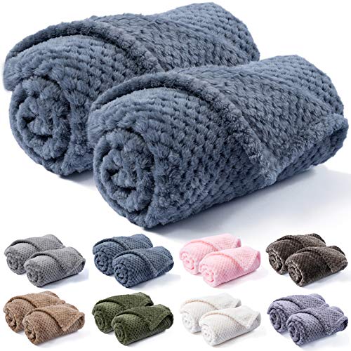 Warm Soft Fuzzy Dog or Cat Blanket, Plush Fleece Throws for Puppy, Kitten, Bed, Couch, Sofa, Travel (S/24" x 32", Blue) - color: Blue, size: S/24" x 32"