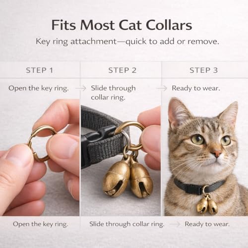 kcrygogo Copper Bell for Small Pet Collar Bell for Cats and Medium Small Dog & Cat Collar Bells Loud Brass Pet Safety Bells Anti-theft Bell，Fits All Size Collars(4pcs)