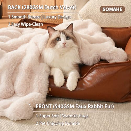 Pet Blanket, Reversible Sherpa & Bubble Fleece Pet Throw, Ultra-Soft Plush for Cats & Small Dogs, Machine Washable, Anti-Static, Warm & Cozy,28"×22" Inch White - color: White, size: 28"L x 22"W Inches