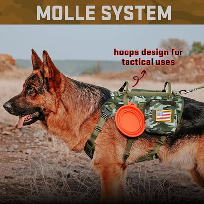 Dog Harness Medium Sized,Tactical Dog Harness with Handle,No Pull Military Style Service Dog Vest with Pockets Adjustable for Medium Large Dogs,Camouflage Green,Chest 15.5-25.5" - color: Camouflage Green, size: S:Chest 17-25",Fit 20-35lbs