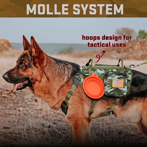 Dog Harness Medium Sized,Tactical Dog Harness with Handle,No Pull Military Style Service Dog Vest with Pockets Adjustable for Medium Large Dogs,Camo Green,Chest 22-35" - color: Camouflage Green, size: M:Chest 22-35",Fit 30-80lbs