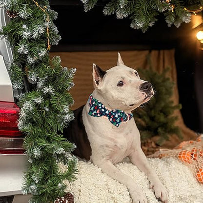 Elegant little tail Christmas Dog Collar, Christmas Tree Pet Collars Bow Red Metal Buckle Collar Puppy Girl Boy Holiday Cotton Soft Bowtie Adjustable Dog Collar for X-Small Dogs - color: Christmas Tree, size: X-Small (Pack of 1)