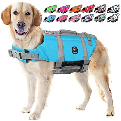 EMUST Dog Life Vests, Adjustable Pet Life Jacket with Rescue Handle, Dog Flotation Vest for Small/Medium/Large Dogs, XS, NewSolidblue - color: NewSolidblue, size: XS