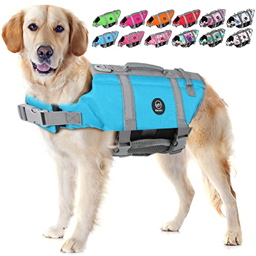 EMUST Dog Life Vests, Adjustable Pet Life Jacket with Rescue Handle, Dog Flotation Vest for Small/Medium/Large Dogs, XS, NewSolidblue - color: NewSolidblue, size: XS