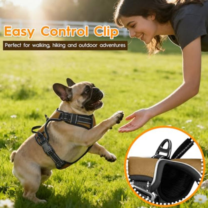 No Pull Dog Harness, No Chock Reflective Adjustable Soft Padded Pet Vest with Easy Control Handle, Easy Wearing with Stylish, Reinforced Knot, 2 Buckles - color: Brown, size: X-Small