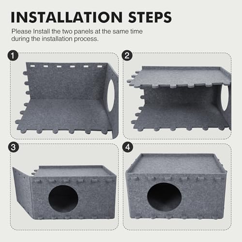 Cat Bed for Indoor Cats, Cat House for Large & Multiple Cats, Foldable Cat Bed Cave, Peekaboo Cat Hideaway, 23.6x15.8x11.8 inch, Medium Gray - style: Medium Gray