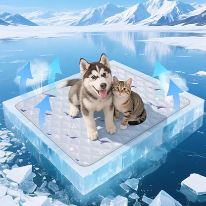 Dog Cooling Mat, Cooling Mat for Dogs, Breathable Dog Bed with Non-Slip Design, Portable & Washable Pet Pad for Indoor, Outdoor, Crate, Summer Cat Bed, Cool Pet Pad, Gel-Free, 21"x27" - size: 21"x27"(S)