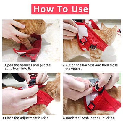 Red Cat & Dog Vest Harness - All Weather Mesh, Reflective Strap, Adjustable Step-in Harness for Small Pets (Red, S) - color: Red, size: Small (Chest: 11"-13")