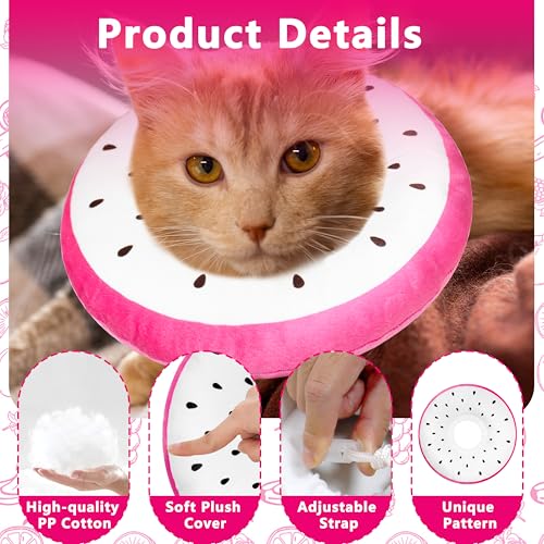 Cat Cone Collar Soft, Adjustable Cat Recovery Cone to Stop Licking, Cute Kitten Donut Collar After Surgery, Elizabethan Collars for Kittens, Lightweight Cats Neck Cones (Dragonfruit, Small) - color: Dragonfruit, size: Small