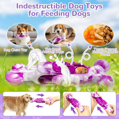 Large Indestructible Dog Toys: Dog Chew Toys for Aggressive Chewers to Keep Them Busy&Reduce Boredom and Anxiety - color: Dark purple