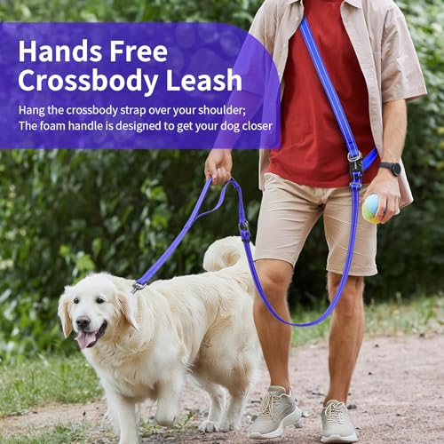 Hands Free Dog Leash by Kazazoo, Adjustable 5.8-8.5FT Waist & Crossbody Leash with Quick Off Buckle, Reflective Stitches for Walking, Jogging,Medium to Large Dogs & Puppies M Size Blue - color: Blue, size: M