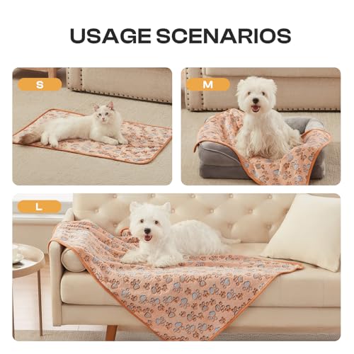 Luciphia 1 Pack 3 Blankets Super Soft Fluffy Premium Fleece Pet Blanket Flannel Throw for Dog Puppy Cat Paw Brown/Pink/White Small(23x16 inch) - color: Paw, size: 23x16 inch (Pack of 3)