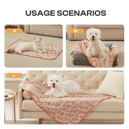 Luciphia 1 Pack 3 Blankets Super Soft Fluffy Premium Fleece Pet Blanket Flannel Throw for Dog Puppy Cat Paw Brown/Pink/White Large(41x31 inch) - color: Paw, size: 41x31 inch (Pack of 3)