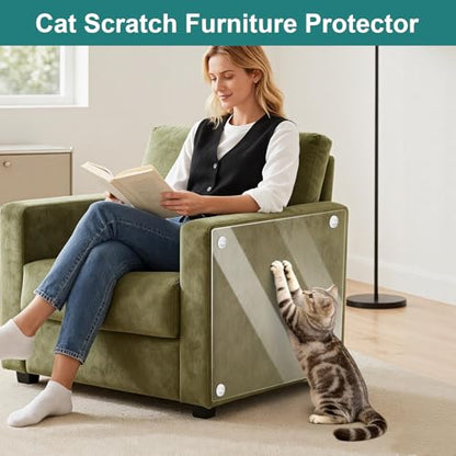 20Pack Self-Adhesive Cat Furniture Protector, Clear Couch Protector, Anti Scratch Guard for Couches, Sofas, Chairs & Armrests, Removable & Waterproof Furniture Shield with 80 Twist Pins - size: 14"x12"_12pcs+14"x6"_8pcs