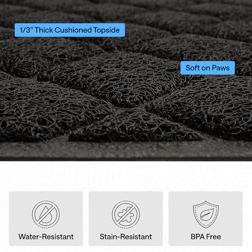GORILLA GRIP Cat Litter Box Mat, Cushioned Coil Mesh Litter Trapping Mats, Scatter Control Supplies for Less Mess, Phthalate Free, Ultra Deep Catch Grooves, Rinse or Vacuum to Clean, 24x17 Black - color: Black, style: Small (24" x 17")