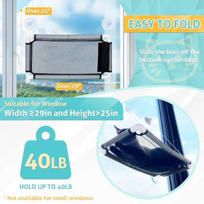 UCINNOVATE Cat Window Perch, Cat Hammock Hanging Bed for Kitty, Resting Pet Bed, Indoor Mounted Kitten Perch, Sunbath Shelf with Strong Suction Cup