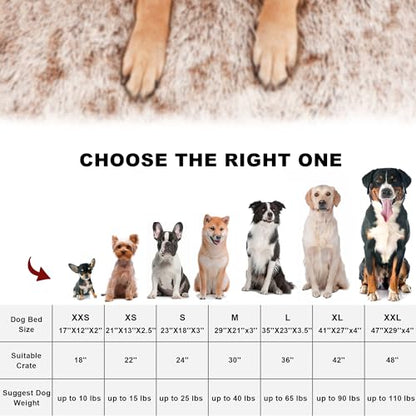 Bedfolks Waterproof Crate Bed, Plush Dog & Cat Bed with Removable Washable Cover, Faux Fur Kennel Pad, 21"x13", Brown - color: Brown, size: X-Small(21x13'')