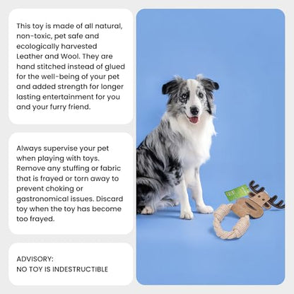Cotton Rope Ring Dog Chew Toy for Small Dogs & Puppies - Durable Leather Dog Toy for Light Chewers - Natural & Perfect Puppy Toy for Chewing Exercise & Dental Health (Moose) - style: Cotton Rope Ring - Moose