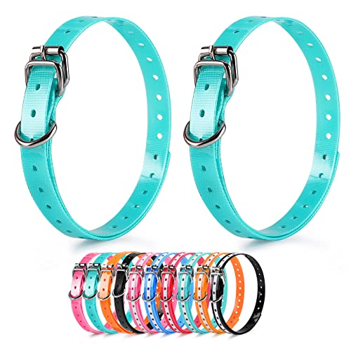Replacement Collar Strap, Compatible with Petsafe,PATPET,Sportdog,Garmin,Dogtra,etc Most Training Collar/Fence Reciever, 3/4',Adjustable,Metal Buckled,Waterproof (Cyan Pack2) - color: Cyan