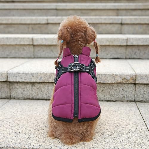 Dog Winter Coat, Waterproof Winter Jacket with Built-in Harness, Windproof Dog Warm Coats for Dogs Cats (Purple,4XL) - color: Purple, size: 4XL