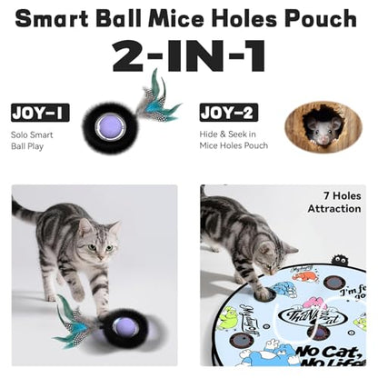 Interactive Cat Toy with Motion Activated Ball & 7 Holes Maze Mat, Hide and Seek Exercise Game for Indoor Cats, Automatic Moving Cat Ball Toy in Pouch, Rechargeable Kitten Toys, Mouse Catching Game - color: No Cat No Life