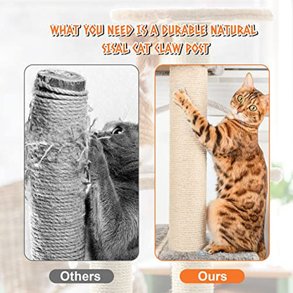 4 PCS M8 Cat Scratching Post Replacement, 15.7 x 3.1 Inch Sisal Pole Cat Tree Replacement Post with Screws, Refill Scratcher Posts for Indoor Kitten Tree Tower Spare Cat Furniture Protector - color: M8+White01