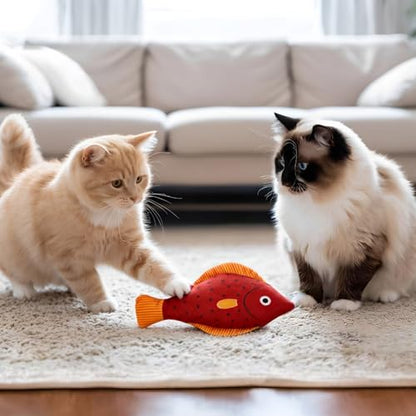 Catnip Toys,6 Pack Interactive Cat Kitten Chew Kicker Exercise Toys with Bell Ring Natural Catnip Cotton Fish Shape Toys for Bored,Exercise,Anxiety Relief - color: Blue,Orange,Grey,Red,Rose Pink,Deep Blue