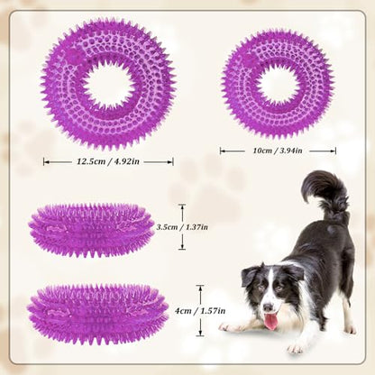Andiker Squeaky Dog Toy, Safe TPR Chewable Dog Toys for Teeth Grinding&Cleaning Dog Fetch Toys for Enhancing Interactivity Outdoor Suitable for All Dog Sizes Puppy’s and Dogs (Large Purple) - size: Large Purple