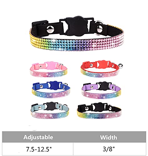 Cat Collar Breakaway Bling Diamond Rhinestone with Bell Adjustable for Cats and Kitten Girl boy (Purple) - color: Purple