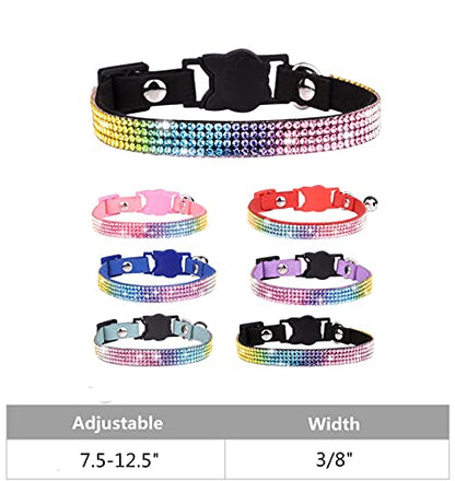Cat Collar Breakaway Bling Diamond Rhinestone with Bell Adjustable for Cats and Kitten Girl boy (Purple) - color: Purple
