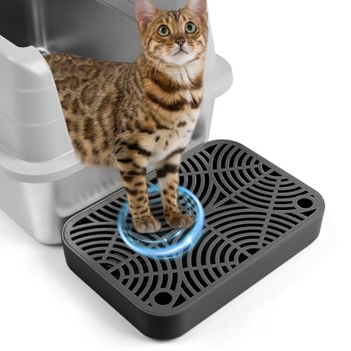 Cat Litter Box Ramp, Litter Box Step Mat with Filter Function for Self-Cleaning Cat Litter Box, Easy to Clean, Cats Pedal Step Stool Ideal for Kitten & Elderly Cats (Black) - color: Black E