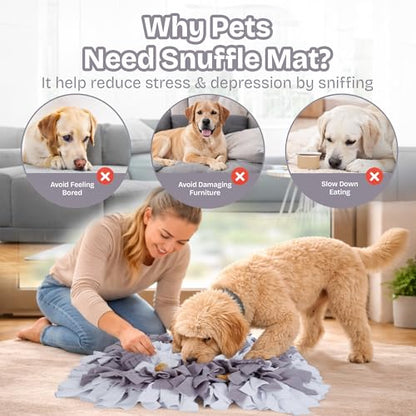 Snuffle Mat for Dogs | Travel-Friendly & Durable Dog Sniff Mat | Encourages Foraging, Slow Eating, Mental Stimulation & Stress Relief | Interactive Dog Enrichment Mat for Puppies & Adult Dogs (Grey) - color: Light Gray