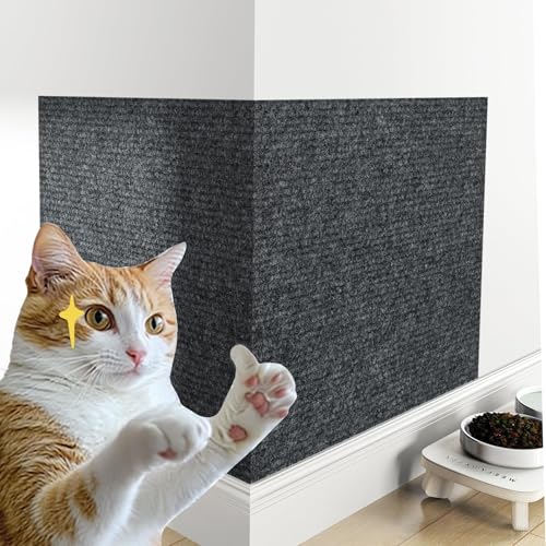 Decotalk Adhesive Wall Cat Scratcher Dark Gray Wall Mount Cat Scratcher Carpet Walls Mounted Scratching Post 15.7x78.7 Inch Grey Cats Corner Scratching for Walls Couch Furniture Protectors Easy to Use - size: 15.7" x 78.7"