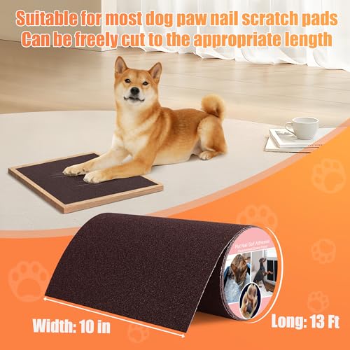 Pet Nail Self Adhesive Replacement Emery Paper Fits Most Dog Scratch Pad Cat Litter Box DIY on the Places Where Pets Like to Scratch Alternatives to Cat and Dog Nail Clippers (10in*13ft, Brown) - color: Brown, size: 10in*13ft